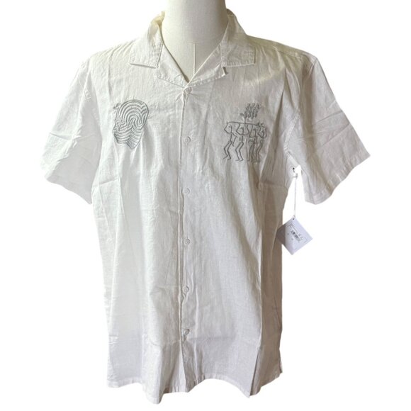Billabong Other - Billabong Pilpeled Tribe Hemp Vacay Short Sleeve White Mens Casual Large NWT